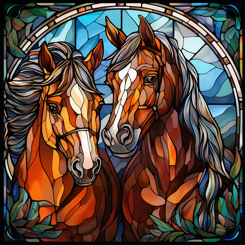 (s150-10-2I) Horse Stained-Glass