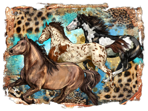 (s346-1-1K)  Watercolor 3  Horses