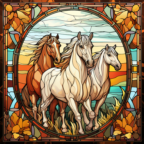 (s150-10-2M) Horse Stained-Glass