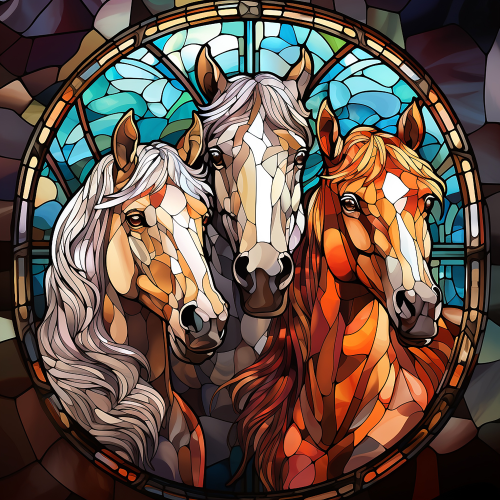 (s150-10-2L) Horse Stained-Glass
