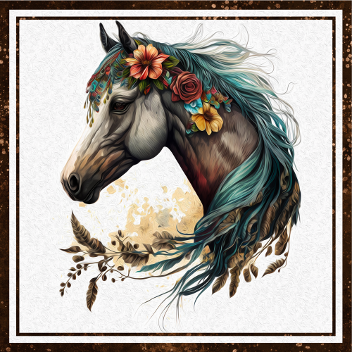 (s346-2-2D) Watercolor Boho Horse