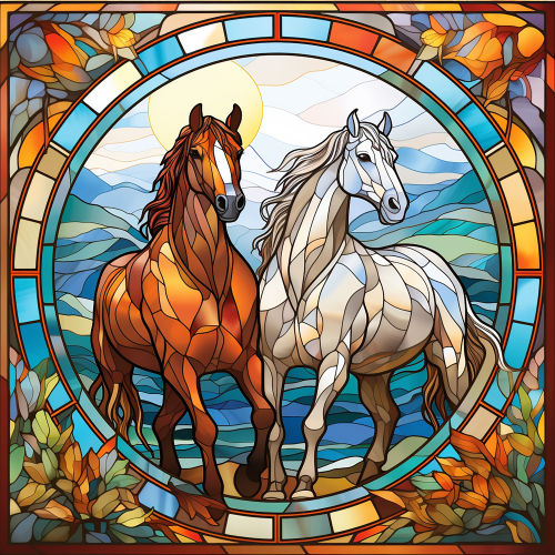 (s150-10-2F) Horse Stained-Glass