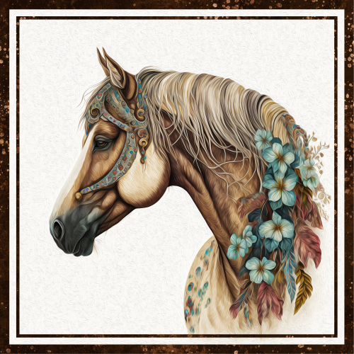 (s346-2-2G) Watercolor Boho Horse