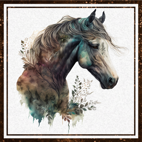 (s346-2-2F) Watercolor Boho Horse