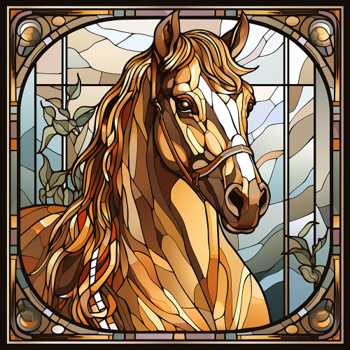 (s150-10-1P) Horse Stained-Glass