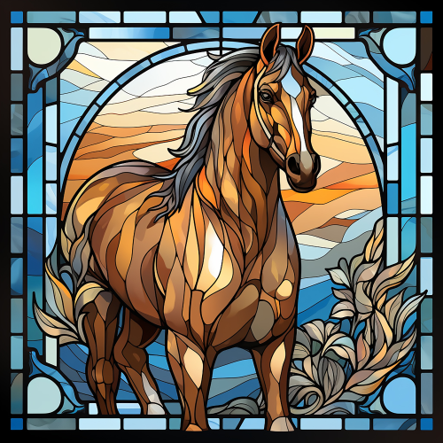 (s150-10-1N) Horse Stained-Glass