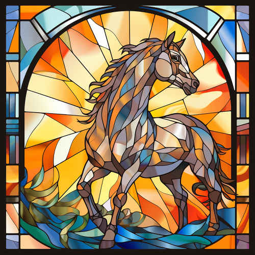 (s150-10-1I) Horse Stained-Glass