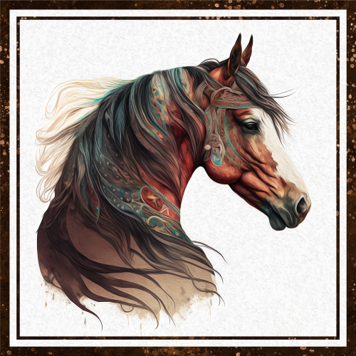 (s346-2-2N) Watercolor Boho Horse