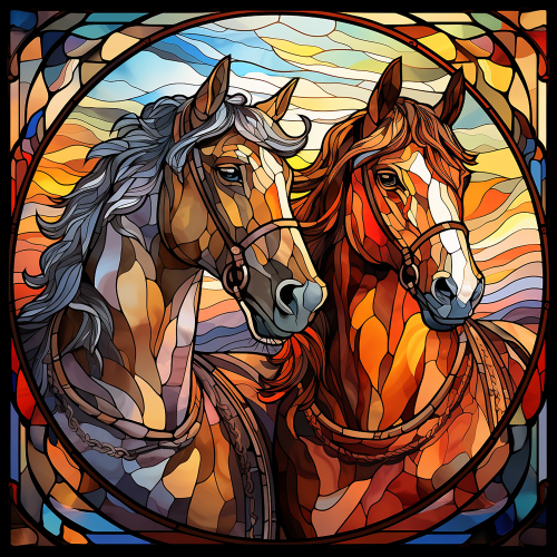 (s150-10-2J) Horse Stained-Glass