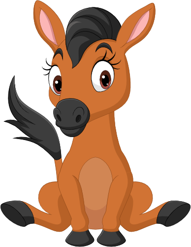 (s337-3-1C)  Cartoon Sitting Horse