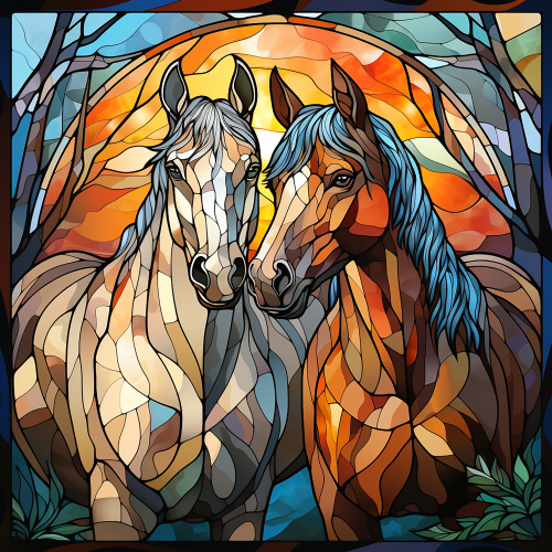 (s150-10-1T) Horse Stained-Glass