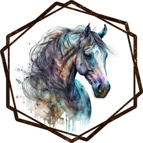 (s346-2-2B) Watercolor Boho Horse