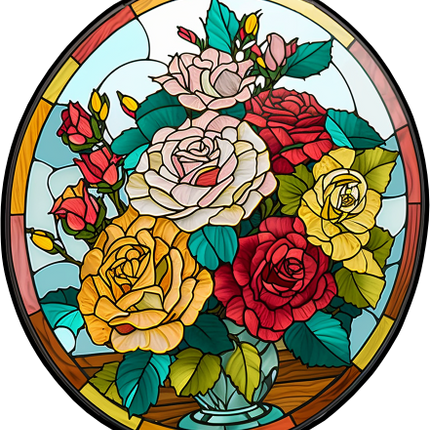 (150-06-2I) Stained Glass Flower Roses