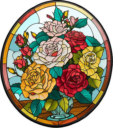 (150-06-2I) Stained Glass Flower Roses