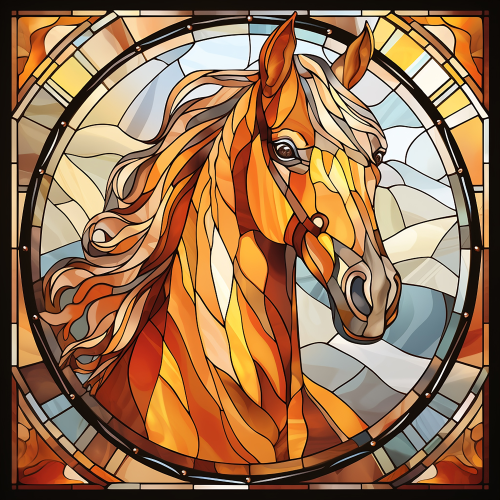 (s150-10-1L) Horse Stained-Glass
