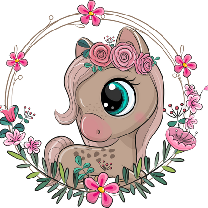 (s133-26-J) Cute Cartoon Horse Flower Wreath