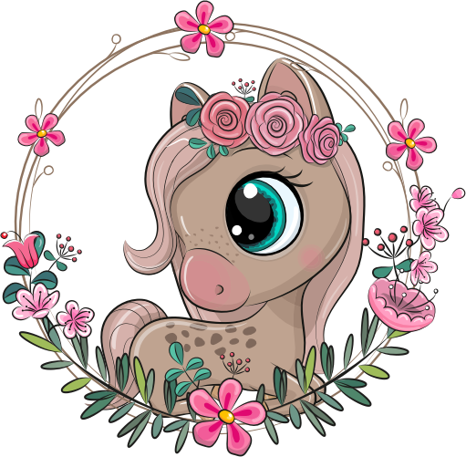 (s133-26-J) Cute Cartoon Horse Flower Wreath