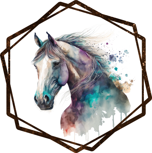 (s346-2-2C) Watercolor Boho Horse