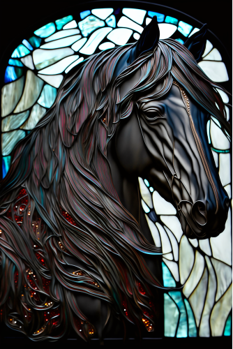 (s150-10-1G) Horse Stained-Glass