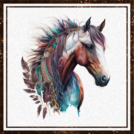 (s346-2-2L) Watercolor Boho Horse