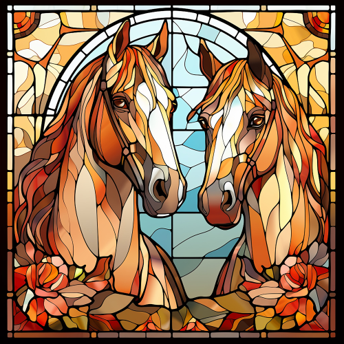 (s150-10-1Z) Horse Stained-Glass