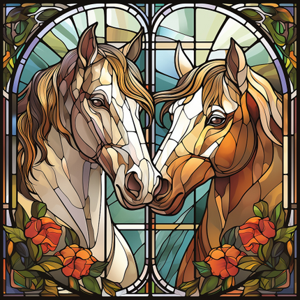 (s150-10-1V) Horse Stained-Glass