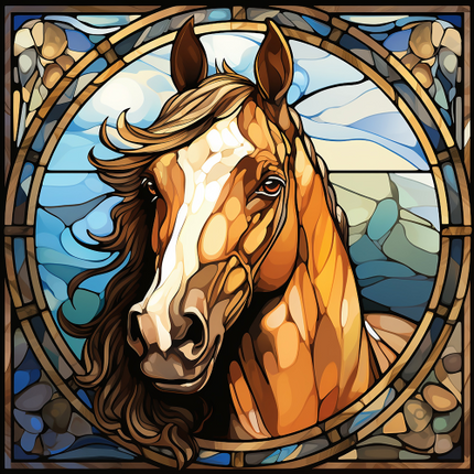 (s150-10-1M) Horse Stained-Glass