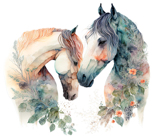 (s346-1-1S)  Watercolor 2  Horses Couple