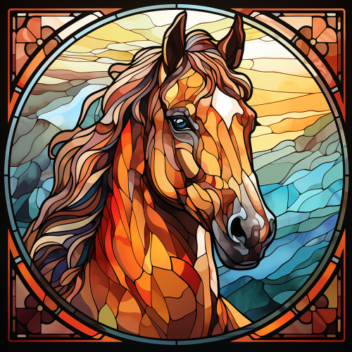 (s150-10-1S) Horse Stained-Glass