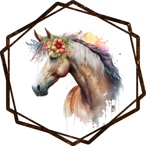 (s346-2-1W) Watercolor Boho Horse