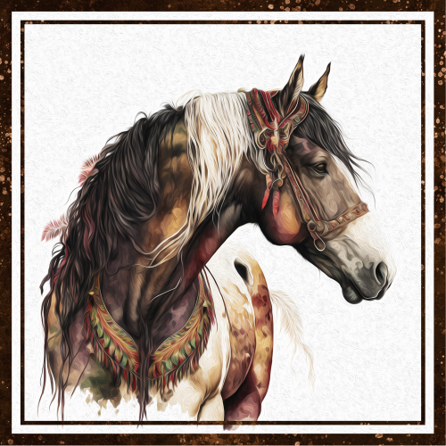 (s346-2-2Q) Watercolor Boho Horse